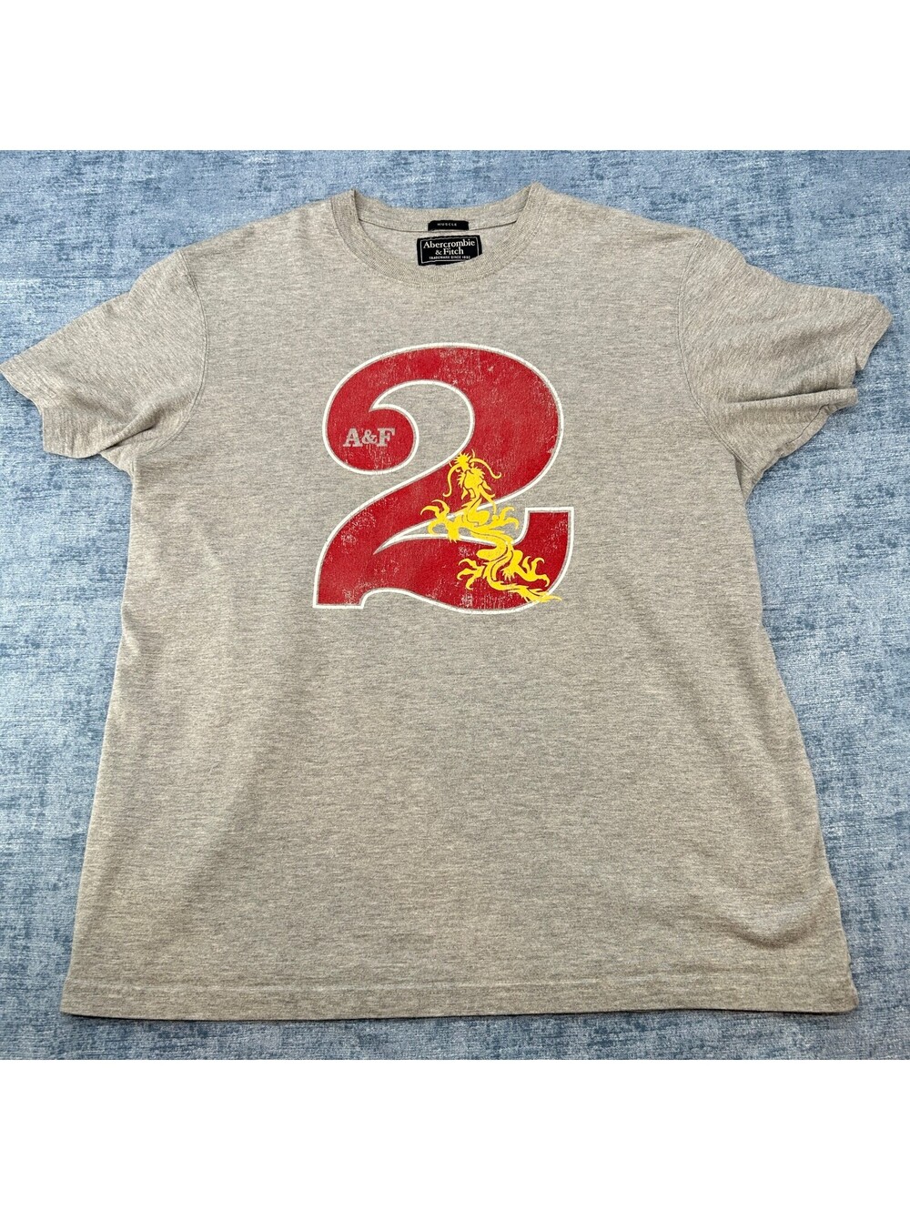Abercrombie and Fitch graphic short sleeve tshirt gray red M